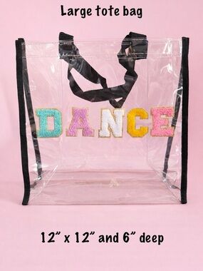 BRAND NEW Clear Tote Bag with Colorful DANCE Patch
Dance bag